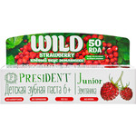 Президент Junior Wild Strawberry 6-12 зубная паста 50мл со вкусом земляники без фтора 